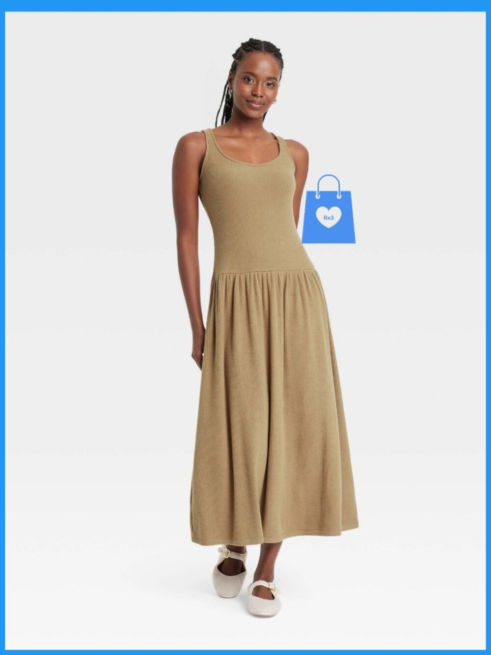 Medium - Womens Drop Waist Knit Midi Slip Dress - Universal Thread - Brown
